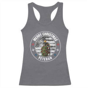 Merry Xmas Veteran Racerback Tank Top Grenade Christmas Tree America Flag Patriotic TS09 Charcoal Print Your Wear