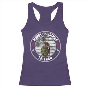 Merry Xmas Veteran Racerback Tank Top Grenade Christmas Tree America Flag Patriotic TS09 Purple Print Your Wear