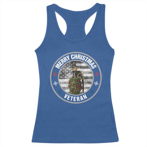 Merry Xmas Veteran Racerback Tank Top Grenade Christmas Tree America Flag Patriotic TS09 Royal Blue Print Your Wear