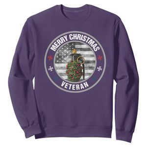 Merry Xmas Veteran Sweatshirt Grenade Christmas Tree America Flag Patriotic TS09 Purple Print Your Wear