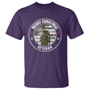 Merry Xmas Veteran T Shirt Grenade Christmas Tree America Flag Patriotic TS09 Purple Print Your Wear