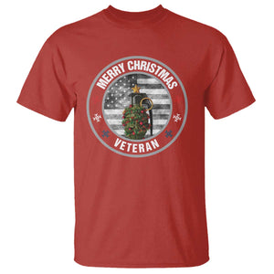 Merry Xmas Veteran T Shirt Grenade Christmas Tree America Flag Patriotic TS09 Red Print Your Wear