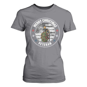 Merry Xmas Veteran T Shirt For Women Grenade Christmas Tree America Flag Patriotic TS09 Charcoal Print Your Wear