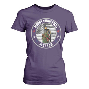 Merry Xmas Veteran T Shirt For Women Grenade Christmas Tree America Flag Patriotic TS09 Purple Print Your Wear