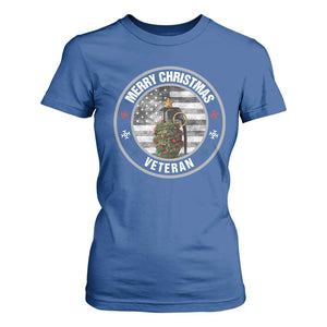 Merry Xmas Veteran T Shirt For Women Grenade Christmas Tree America Flag Patriotic TS09 Royal Blue Print Your Wear