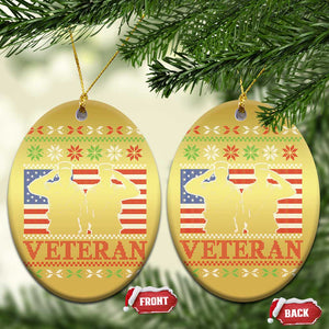 Xmas Veteran Christmas Ornament Soldier America Flag Patriotic TS09 Oval Gold Print Your Wear