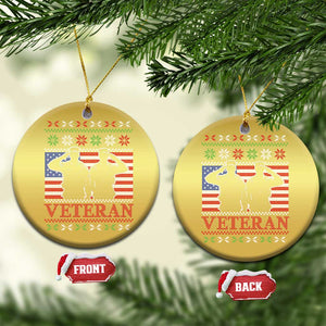 Xmas Veteran Christmas Ornament Soldier America Flag Patriotic TS09 Circle Gold Print Your Wear