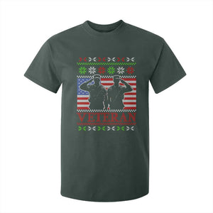 Christmas Veteran T Shirt For Kid Soldier America Flag Patriotic TS09 Dark Forest Green Print Your Wear