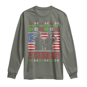 Christmas Veteran Long Sleeve Shirt Soldier America Flag Patriotic TS09 Military Green Print Your Wear