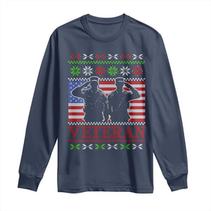 Christmas Veteran Long Sleeve Shirt Soldier America Flag Patriotic TS09 Navy Print Your Wear