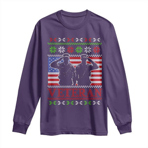 Christmas Veteran Long Sleeve Shirt Soldier America Flag Patriotic TS09 Purple Print Your Wear