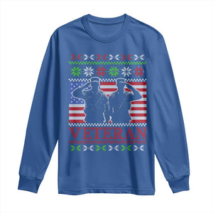 Christmas Veteran Long Sleeve Shirt Soldier America Flag Patriotic TS09 Royal Blue Print Your Wear