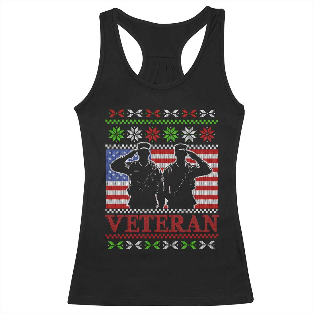 Christmas Veteran Racerback Tank Top Soldier America Flag Patriotic TS09 Black Print Your Wear