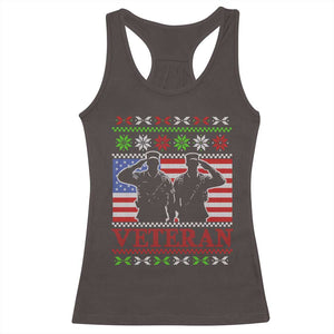 Christmas Veteran Racerback Tank Top Soldier America Flag Patriotic TS09 Dark Chocolate Print Your Wear