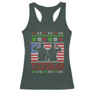 Christmas Veteran Racerback Tank Top Soldier America Flag Patriotic TS09 Dark Forest Green Print Your Wear