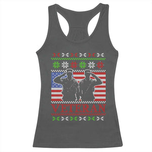 Christmas Veteran Racerback Tank Top Soldier America Flag Patriotic TS09 Dark Heather Print Your Wear