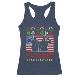 Christmas Veteran Racerback Tank Top Soldier America Flag Patriotic TS09 Navy Print Your Wear