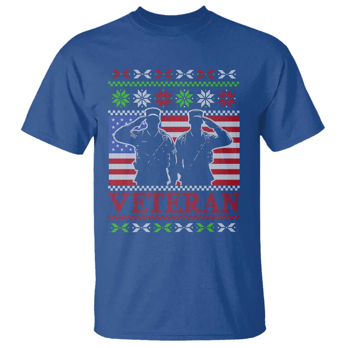 Christmas Veteran T Shirt Soldier America Flag Patriotic TS09 Royal Blue Print Your Wear