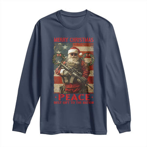 Christmas Veteran Long Sleeve Shirt Peace Best Gift To The Nation Santa Army TS09 Navy Print Your Wear