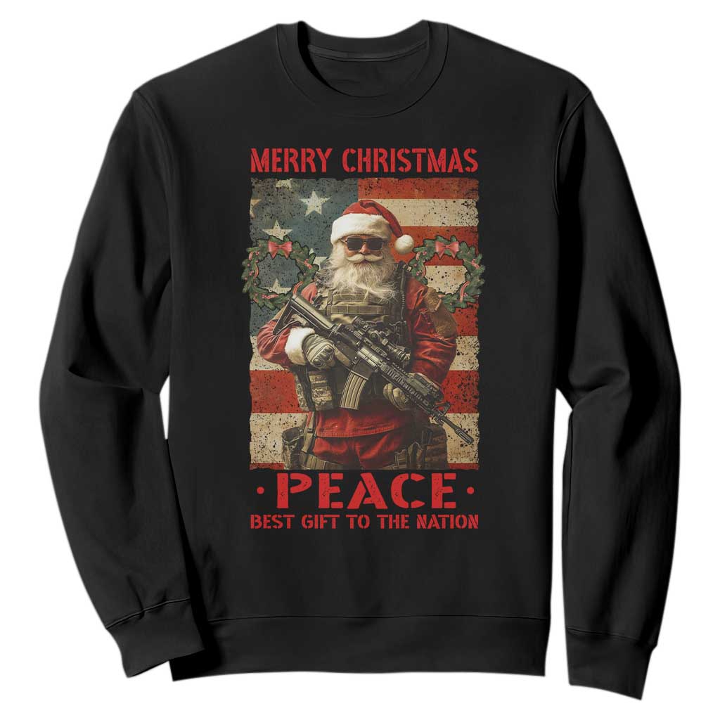 Christmas Veteran Sweatshirt Peace Best Gift To The Nation Santa Army TS09 Black Print Your Wear