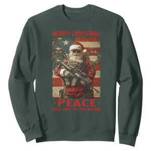 Christmas Veteran Sweatshirt Peace Best Gift To The Nation Santa Army TS09 Dark Forest Green Print Your Wear