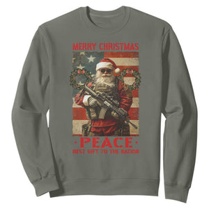 Christmas Veteran Sweatshirt Peace Best Gift To The Nation Santa Army TS09 Military Green Print Your Wear