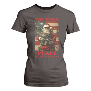 Christmas Veteran T Shirt For Women Peace Best Gift To The Nation Santa Army TS09 Dark Chocolate Print Your Wear