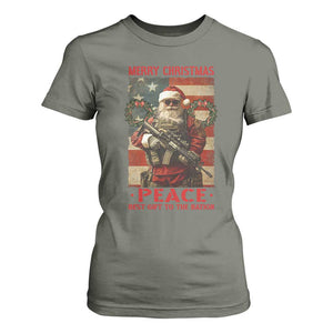 Christmas Veteran T Shirt For Women Peace Best Gift To The Nation Santa Army TS09 Military Green Print Your Wear