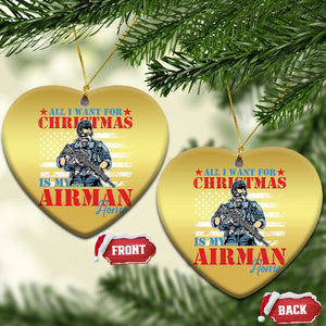 All I Want For Christmas Is My Airman Home Christmas Ornament TS09 Heart Gold Print Your Wear