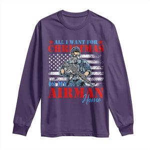 All I Want For Christmas Is My Airman Home Long Sleeve Shirt TS09 Purple Print Your Wear