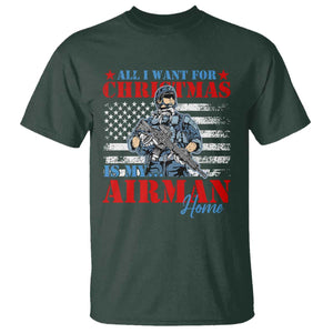 All I Want For Christmas Is My Airman Home T Shirt TS09 Dark Forest Green Print Your Wear