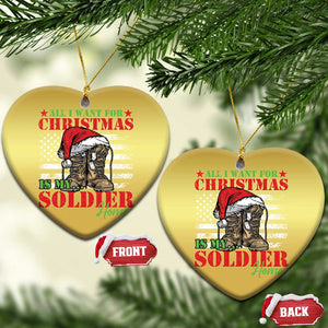 All I Want For Christmas Is My Soldier Home Christmas Ornament TS09 Heart Gold Print Your Wear