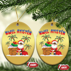 Funny Haitian Xmas Christmas Ornament Nwel Ayisen Creole Santa Palm Tree TS09 Oval Gold Print Your Wear