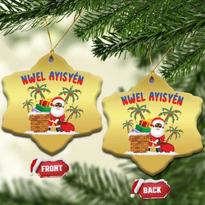 Funny Haitian Xmas Christmas Ornament Nwel Ayisen Creole Santa Palm Tree TS09 Snow Flake Gold Print Your Wear