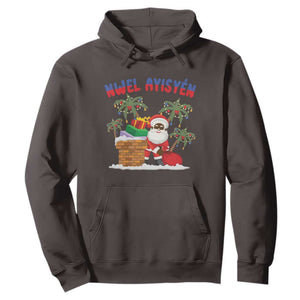 Funny Haitian Christmas Hoodie Nwel Ayisen Creole Santa Palm Tree TS09 Dark Chocolate Print Your Wear