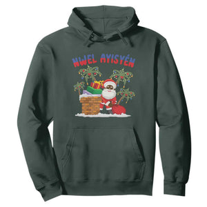 Funny Haitian Christmas Hoodie Nwel Ayisen Creole Santa Palm Tree TS09 Dark Forest Green Print Your Wear