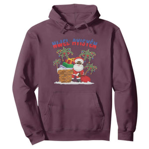 Funny Haitian Christmas Hoodie Nwel Ayisen Creole Santa Palm Tree TS09 Maroon Print Your Wear