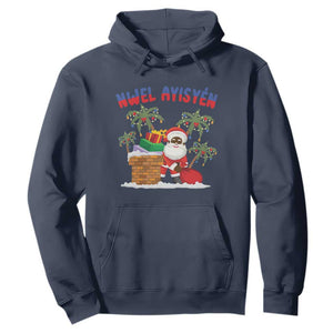 Funny Haitian Christmas Hoodie Nwel Ayisen Creole Santa Palm Tree TS09 Navy Print Your Wear