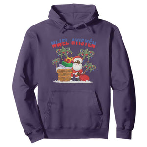 Funny Haitian Christmas Hoodie Nwel Ayisen Creole Santa Palm Tree TS09 Purple Print Your Wear