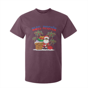 Funny Haitian Christmas T Shirt For Kid Nwel Ayisen Creole Santa Palm Tree TS09 Maroon Print Your Wear