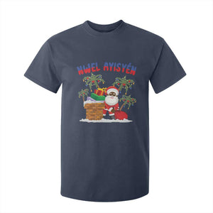 Funny Haitian Christmas T Shirt For Kid Nwel Ayisen Creole Santa Palm Tree TS09 Navy Print Your Wear