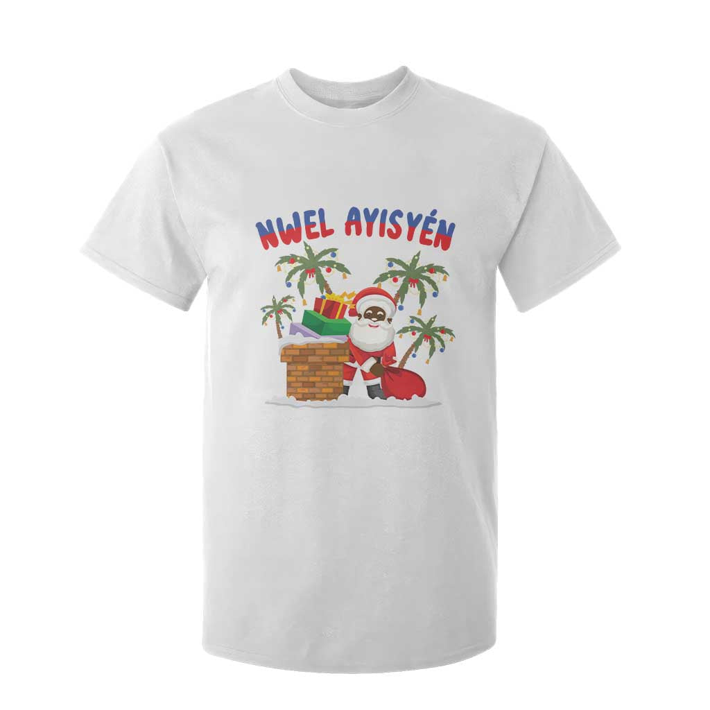 Funny Haitian Christmas T Shirt For Kid Nwel Ayisen Creole Santa Palm Tree TS09 White Print Your Wear