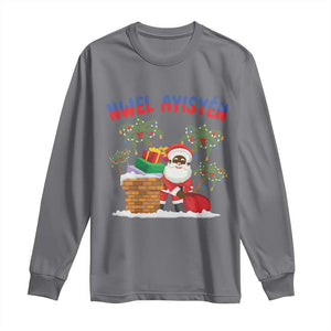 Funny Haitian Christmas Long Sleeve Shirt Nwel Ayisen Creole Santa Palm Tree TS09 Charcoal Print Your Wear