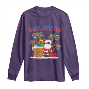 Funny Haitian Christmas Long Sleeve Shirt Nwel Ayisen Creole Santa Palm Tree TS09 Purple Print Your Wear