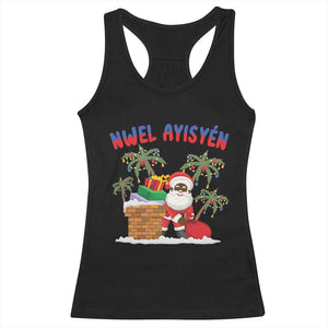 Funny Haitian Christmas Racerback Tank Top Nwel Ayisen Creole Santa Palm Tree TS09 Black Print Your Wear