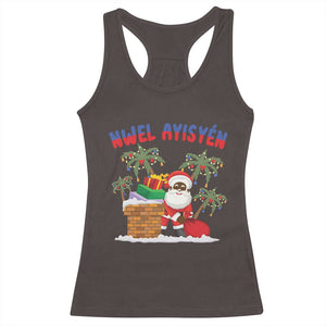 Funny Haitian Christmas Racerback Tank Top Nwel Ayisen Creole Santa Palm Tree TS09 Dark Chocolate Print Your Wear