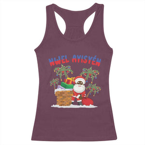 Funny Haitian Christmas Racerback Tank Top Nwel Ayisen Creole Santa Palm Tree TS09 Maroon Print Your Wear