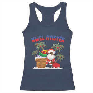 Funny Haitian Christmas Racerback Tank Top Nwel Ayisen Creole Santa Palm Tree TS09 Navy Print Your Wear