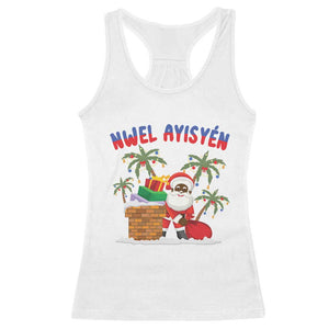 Funny Haitian Christmas Racerback Tank Top Nwel Ayisen Creole Santa Palm Tree TS09 White Print Your Wear