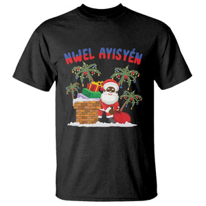 Funny Haitian Christmas T Shirt Nwel Ayisen Creole Santa Palm Tree TS09 Black Print Your Wear